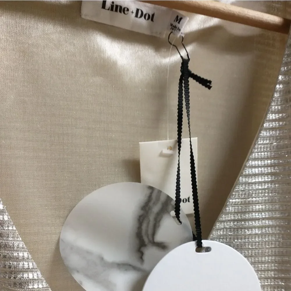 Anthropologie / Line + Dot Silver Wrap Dress, size M - Picture 7 of 8